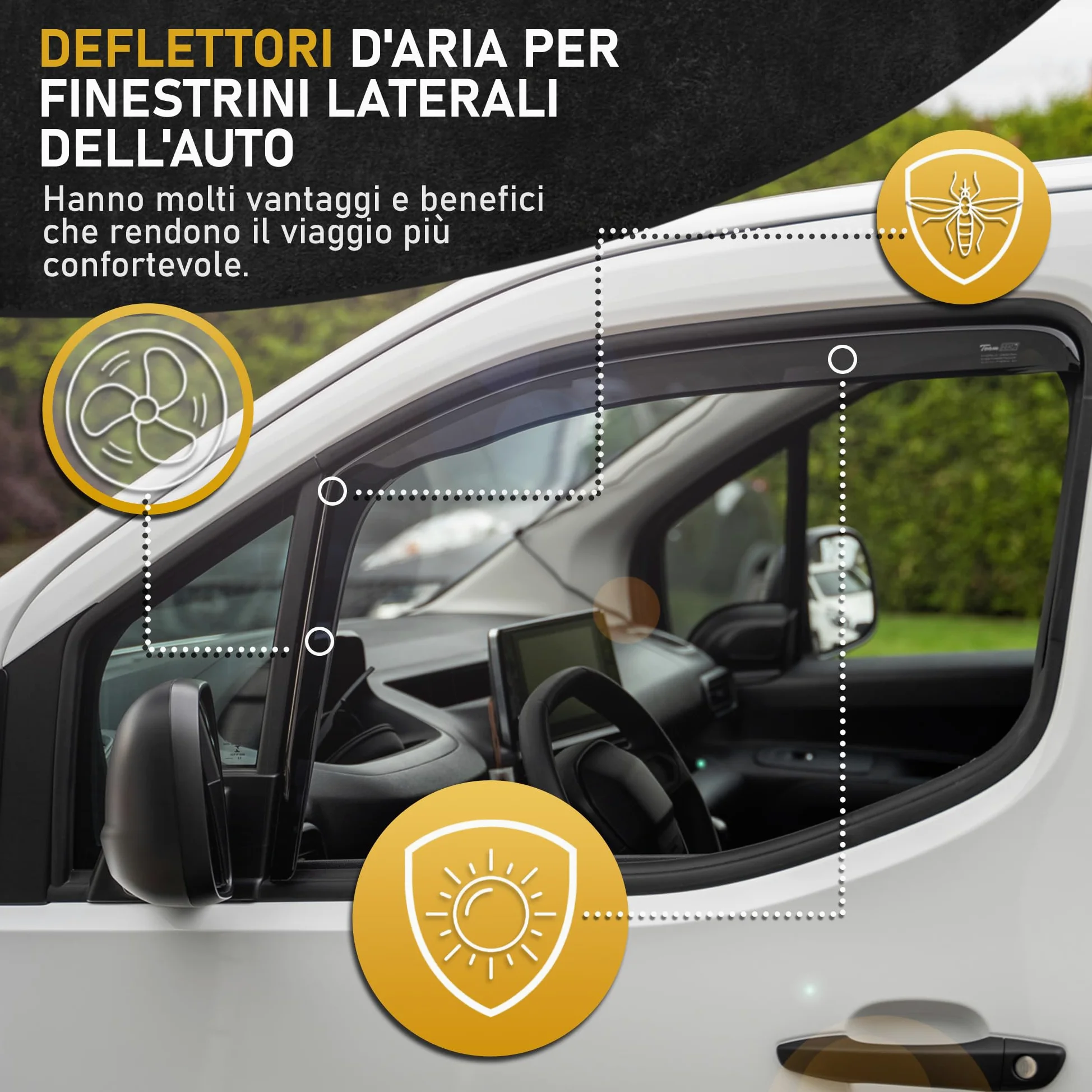 HEKO | Compatibile con Volvo FH Aero 2024+; Deflettori per Vetri Laterali; Anteriori; 2 pz; Deflettori d’Aria Antipioggia, Antiturbo, Oscurati, Aerodinamici; Installazione Rapida e Semplice