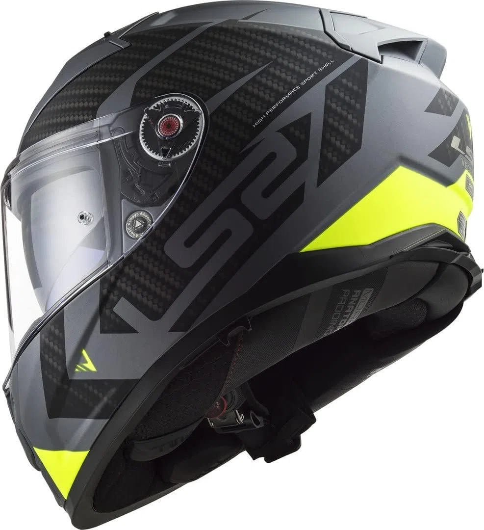 LS2, Casco Moto Integrale VECTOR II SPLITTER Matt Titanium H-V Yellow, L
