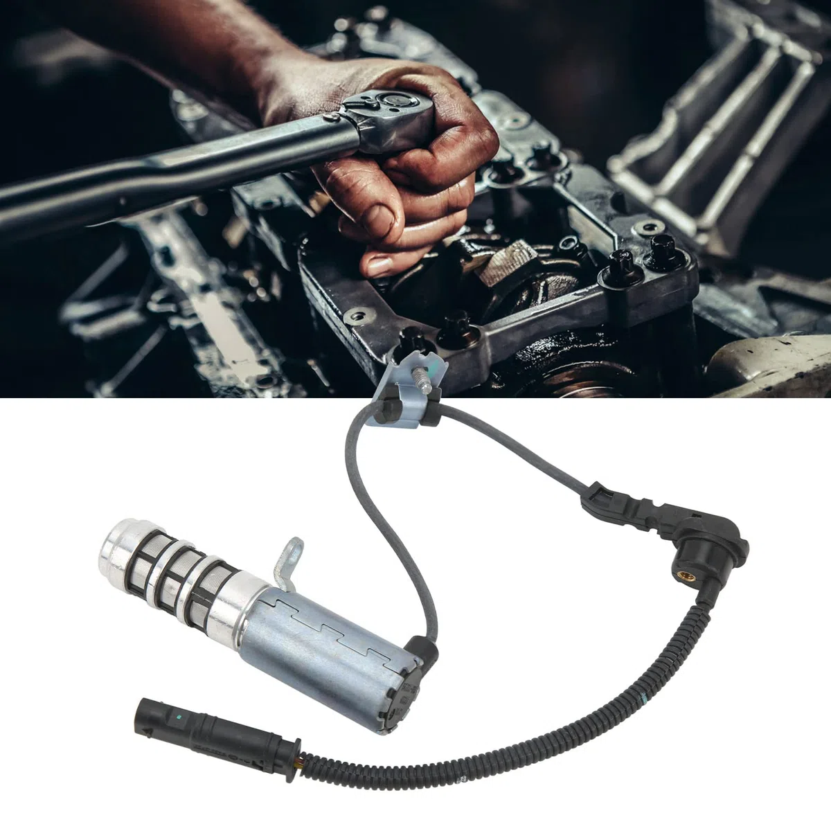 Tbest Elettrovalvola Sensore Pompa Olio, Accessori Auto Valvola Solenoide Pompa Olio 037990 Sostituzione per Motore Auto 3008 1.6T
