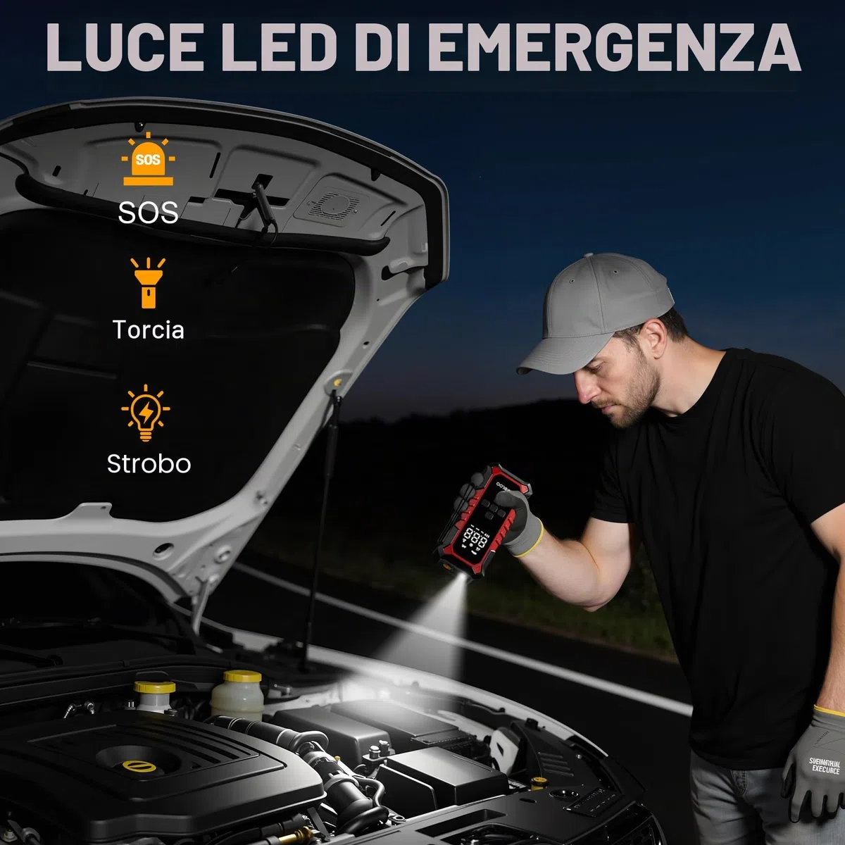 GOOLOO A6 Gear Compressore d'aria Portatile,160 PSI(11 Bar), con Manometro Digitale e Luce LED, Pompa Elettrica Intelligente per Pneumatici con Spegnimento Automatico per Pickup, Motore, Bici