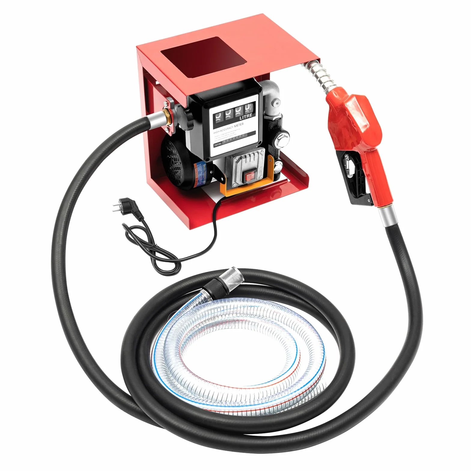 Pompa diesel autoadescante da 550 W per biodiesel, pompa per olio combustibile, con pistola a benzina e 2 tubi 60 l/min, 220 V