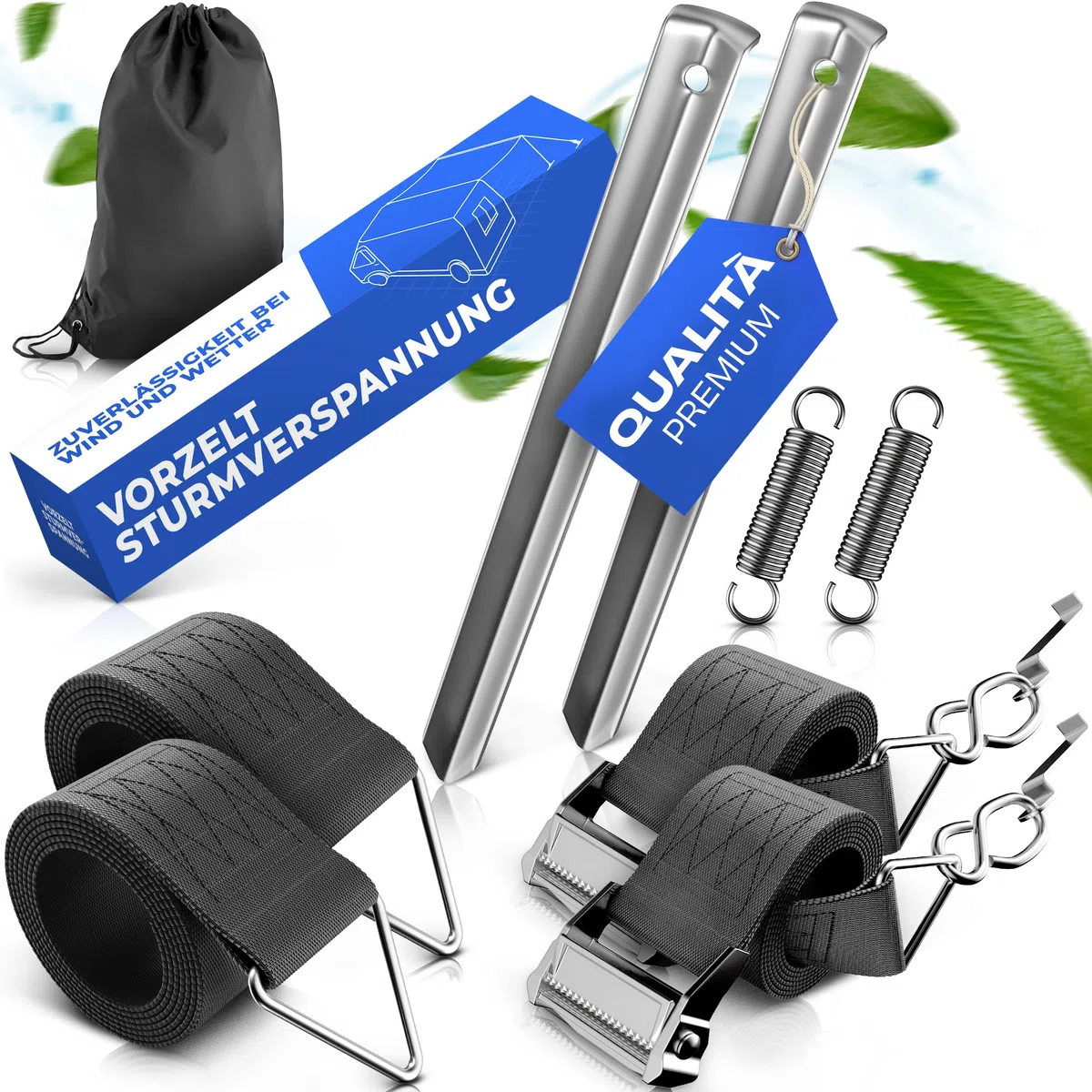 LAINFELD Protezione anti-tempesta per tenda da sole Thule Omnistor | Ancoraggio a terra da 35 cm | Tensionamento anti-tempesta per tenda da sole, corde di tensionamento, accessori per camper