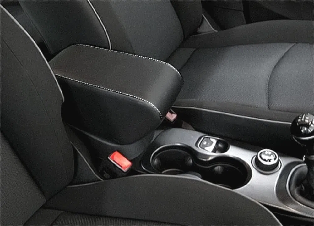 Drive Design Bracciolo Compatibile per 500X Ecopelle Nero con Cuciture Bianche Regolabile in Lunghezza Armrest bracciolo 500 X
