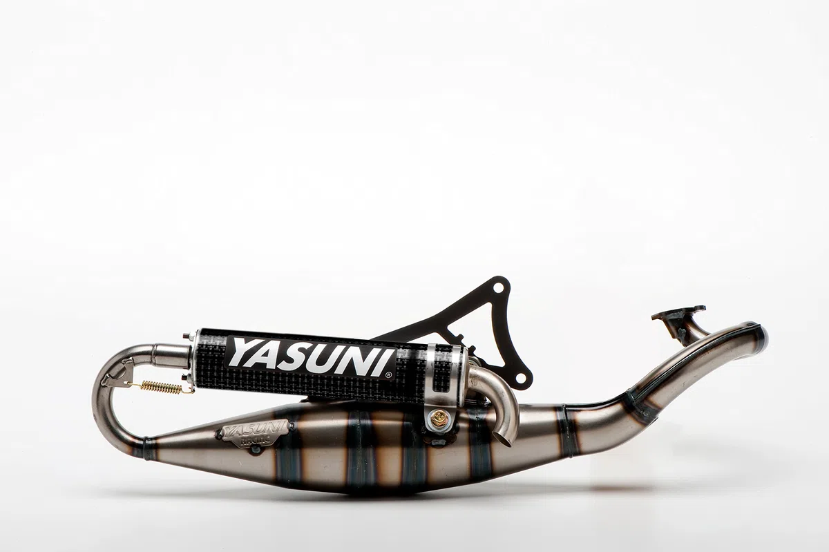 Yasuni - Scarico a 2 tempi e5 scooter R, CE, omologato, Minarelli Orizzontale, Carbonio, Aprilia; Benelli; BETA; MALAGUTTI; MBK; YAMAHA