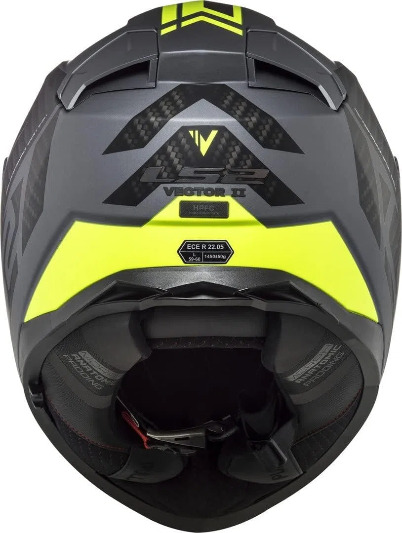 LS2, Casco Moto Integrale VECTOR II SPLITTER Matt Titanium H-V Yellow, L