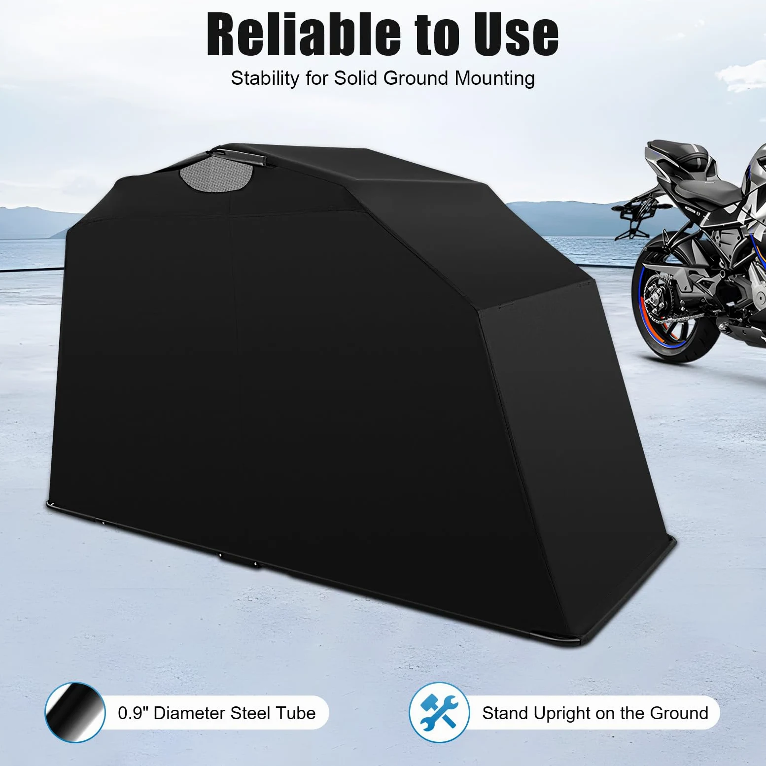 Telo di copertura per moto, impermeabile, resistente all'inverno, per moto, in tessuto spesso, copertura per moto, in tessuto Oxford, colore nero