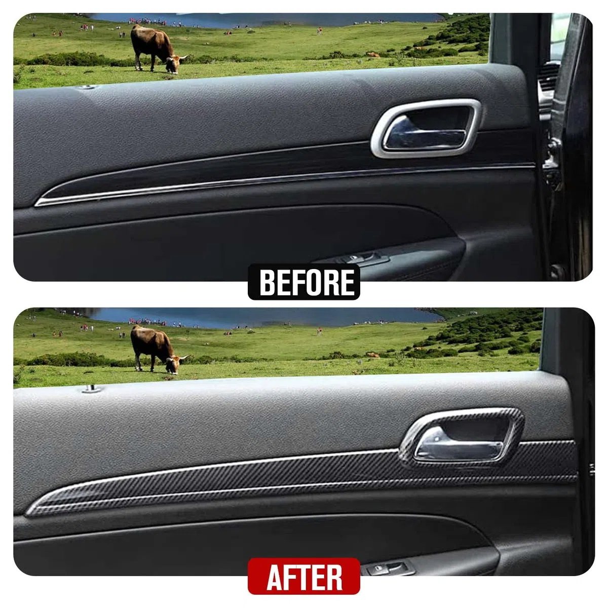 JeCar - Kit di rivestimenti per cruscotto, finiture interne per Jeep Grand Cherokee WK2, struttura in fibra di carbonio