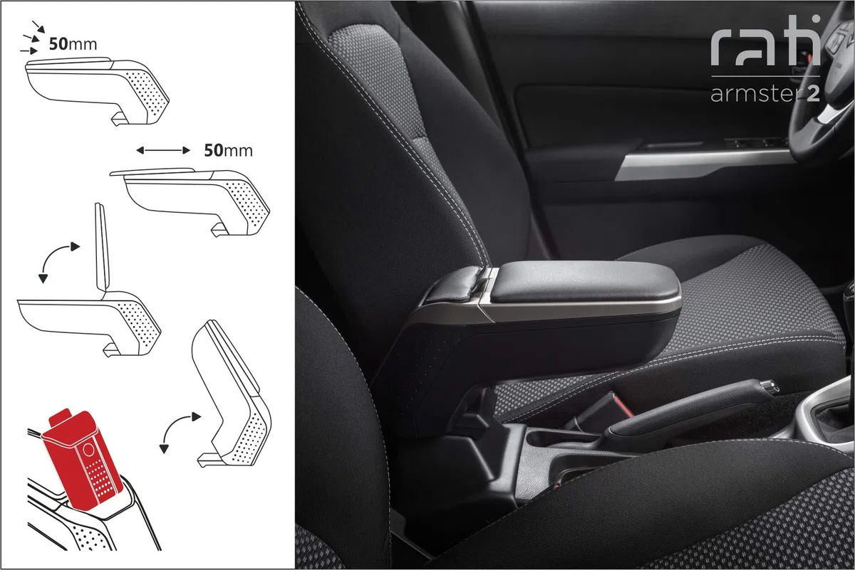 RATI ARMSTER 2 ARMREST COMPATIBILE CON CITROEN C3 AIRCROSS 2021- [VEGAN LEATHER, GRAY]