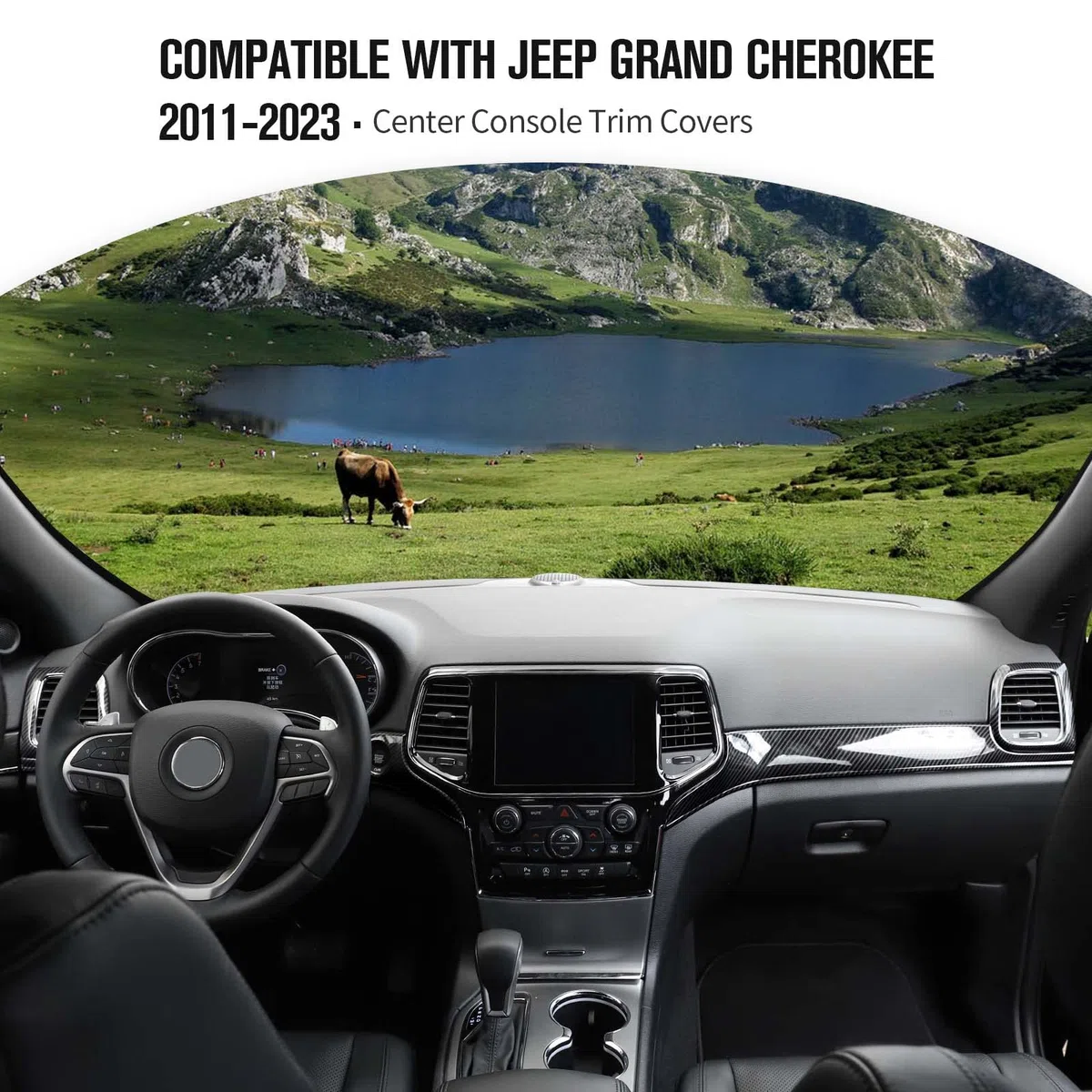 JeCar - Kit di rivestimenti per cruscotto, finiture interne per Jeep Grand Cherokee WK2, struttura in fibra di carbonio
