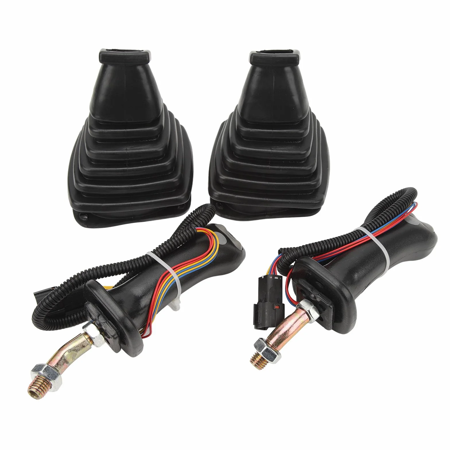 Adatto per Mini Escavatore Maniglia Joystick Sostituzione Premium per Doosan DH DX150 215 225 300 370-9C, 2 Pezzi Leva a 3 Pulsanti in Lega di Alluminio ABS