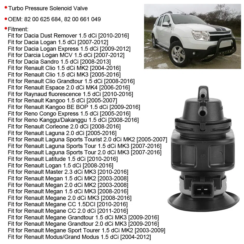 Valvola solenoide, Qiilu Elettrovalvola a solenoide di pressione turbo 82 00661049 adatta per Renault Megan Megane Laguna