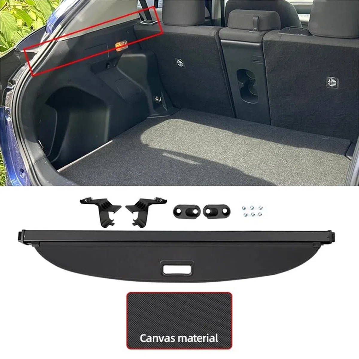 Generico Copertura Bagagliaio per Toyota per Yaris per Cross 2023 Copertura del Bagagliaio Retrattile Portapacchi Protezione Impermeabile per La Privacy Copertura del Bagagliaio(B,Canvas)