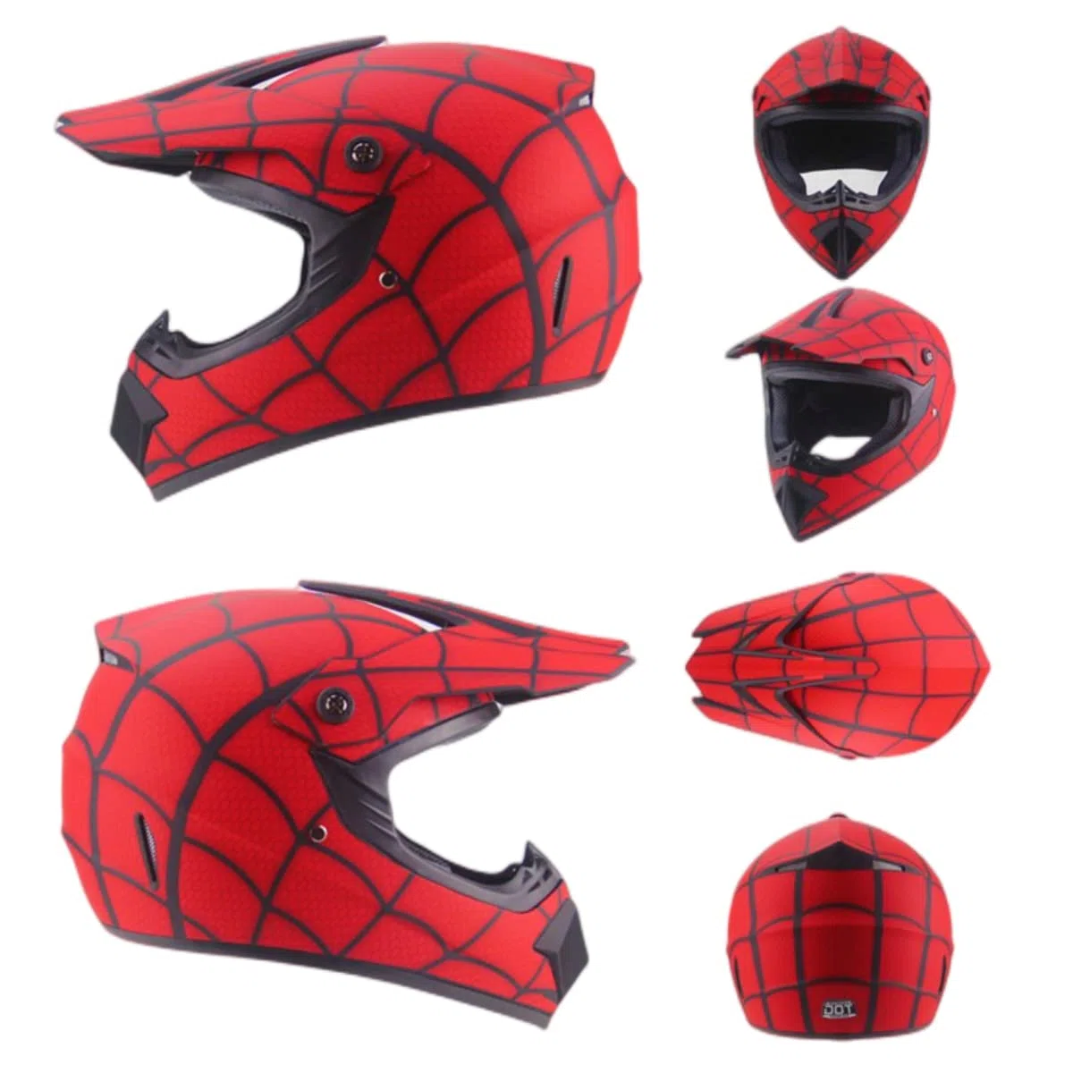 Casco da Moto Fullface Stile Spiderman Fuori strada Casco da Dirt Bike con occhiali per Unisex Giovani