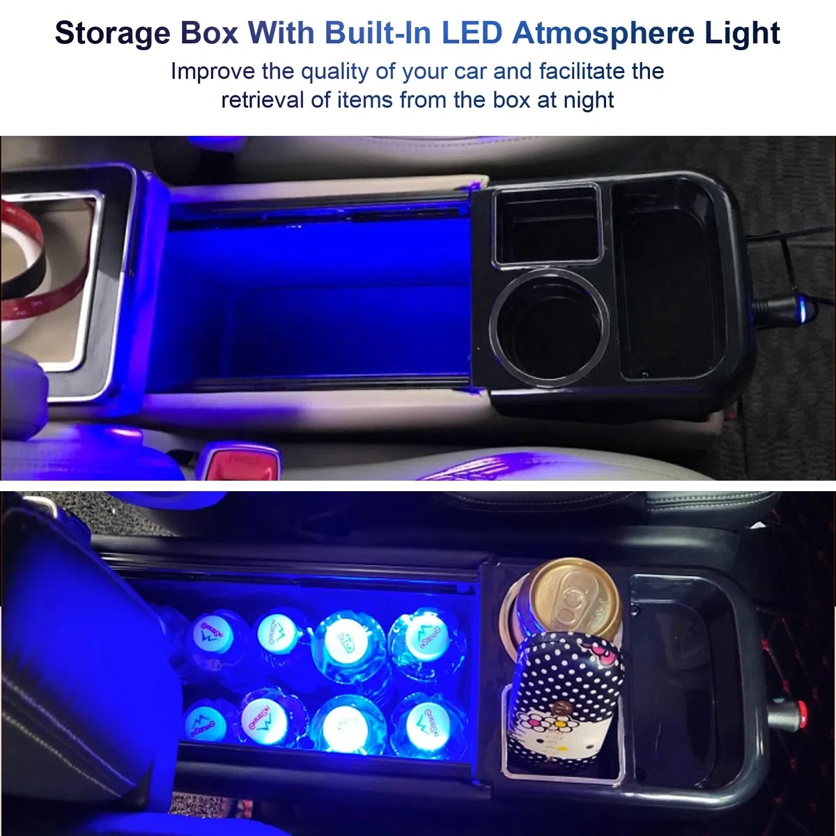 Upgrade Console Centrale Con Vano Portaoggetti Compatibile Con T5 T6 T6.1 2013-2019, Consolle Centrale Dell'auto Con USB e Accendisigari, Ricarica Senza Fili, Luce Ambientale a LED