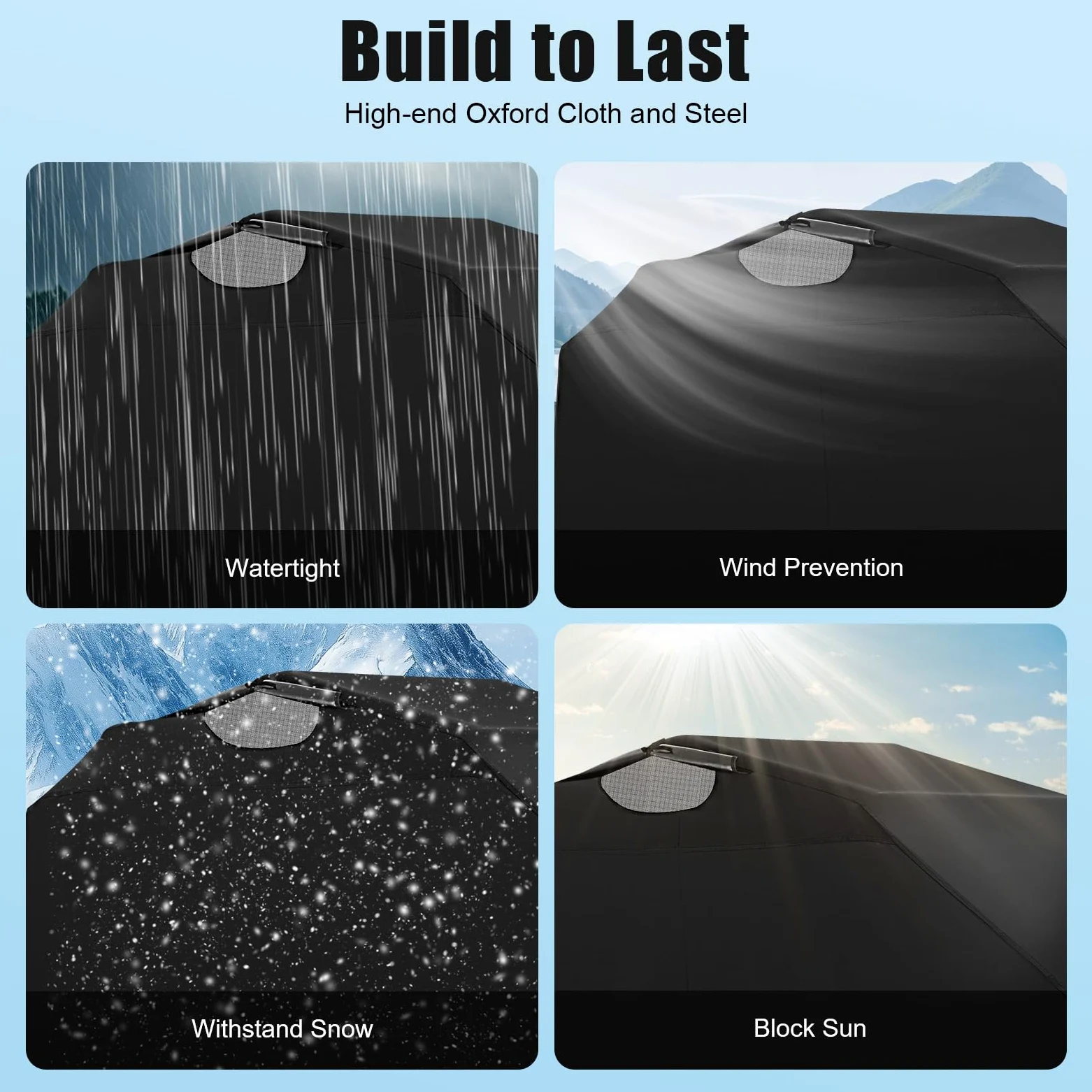 Telo di copertura per moto, impermeabile, resistente all'inverno, per moto, in tessuto spesso, copertura per moto, in tessuto Oxford, colore nero