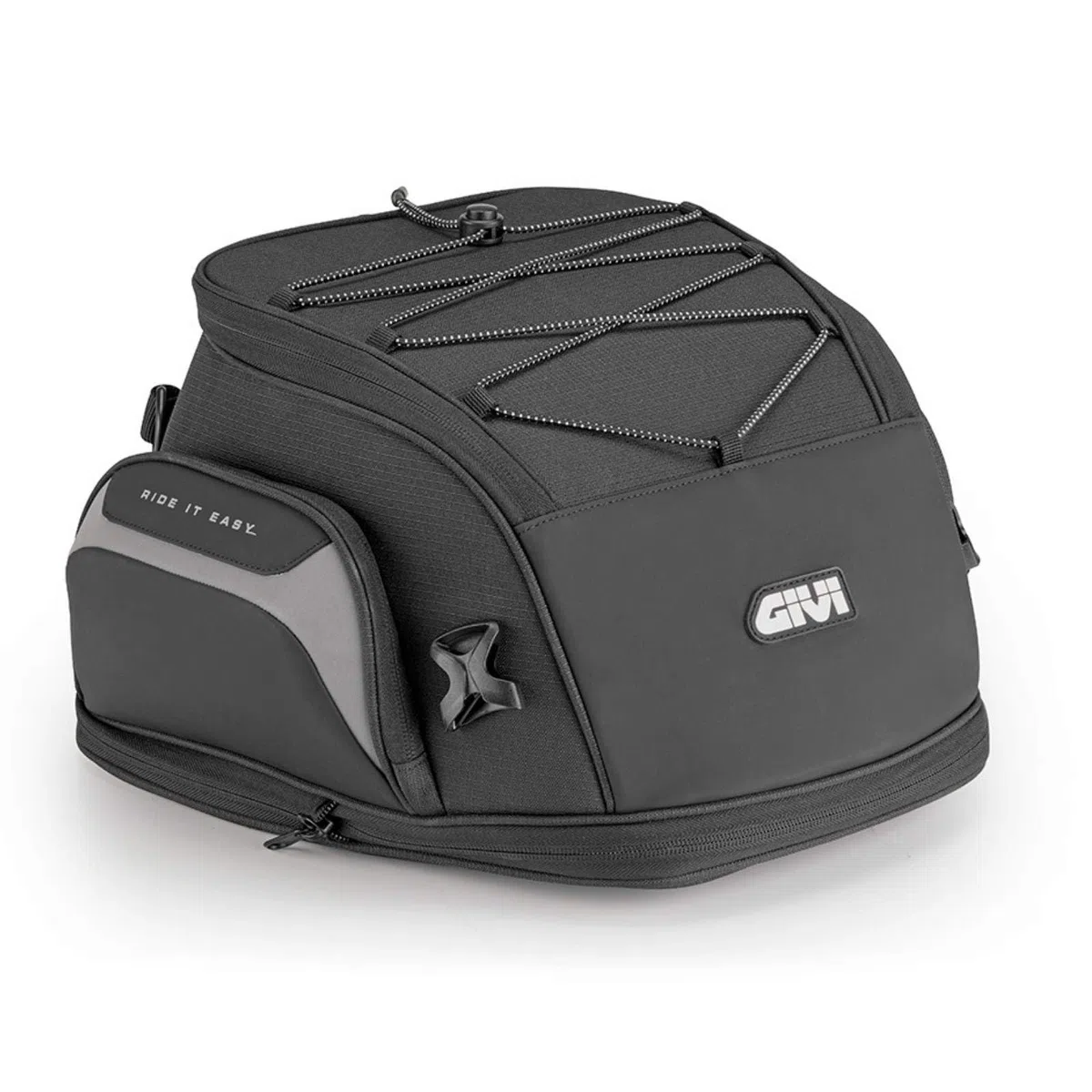 GIVI Borsa da Sella Moto EASY08 19-23L Estensibile con Copertura Antipioggia e Fissaggio a Cinghie - Nero