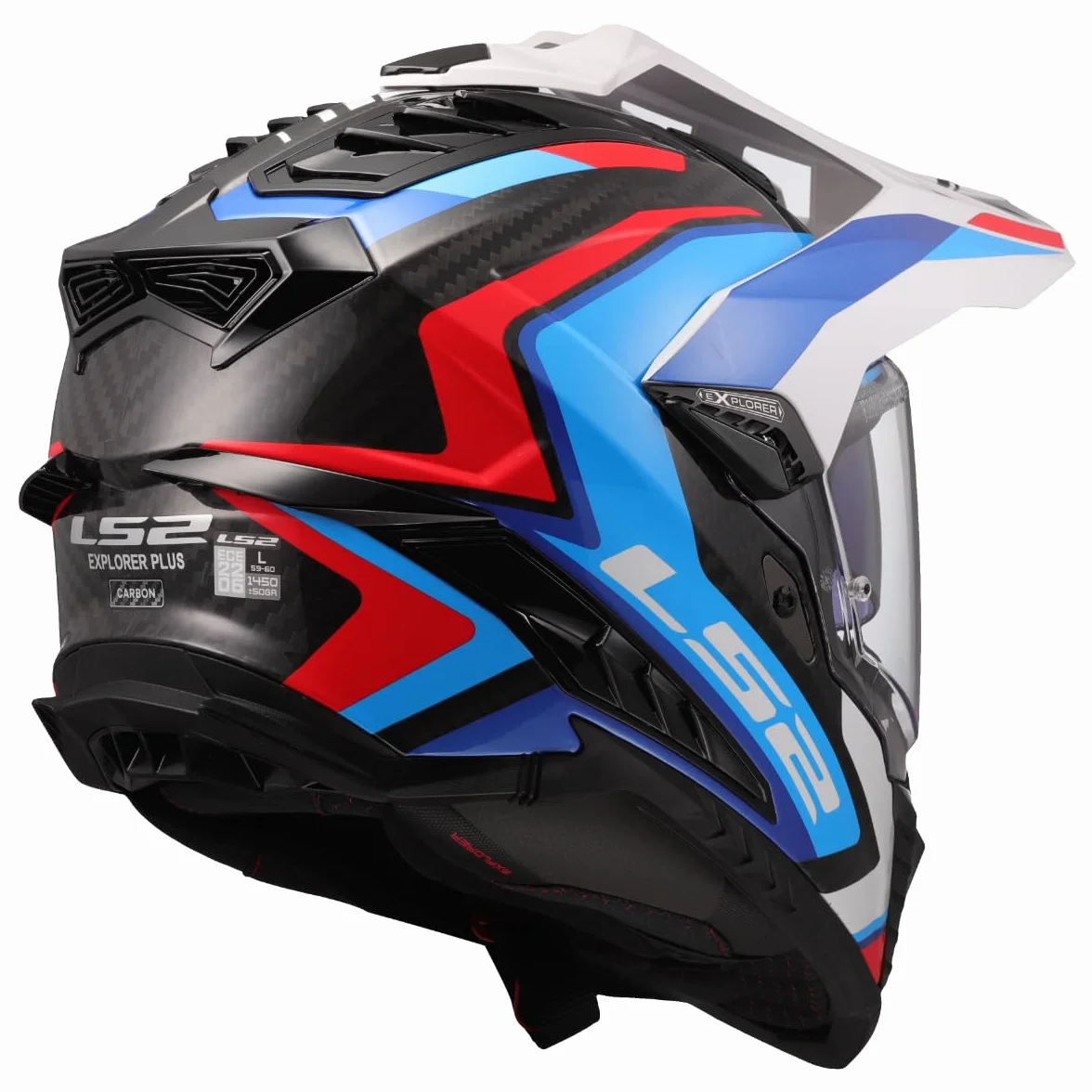 LS2, Casco Moto Cross EXPLORER CARBON FRONTIER II Gloss White Blue, XXL