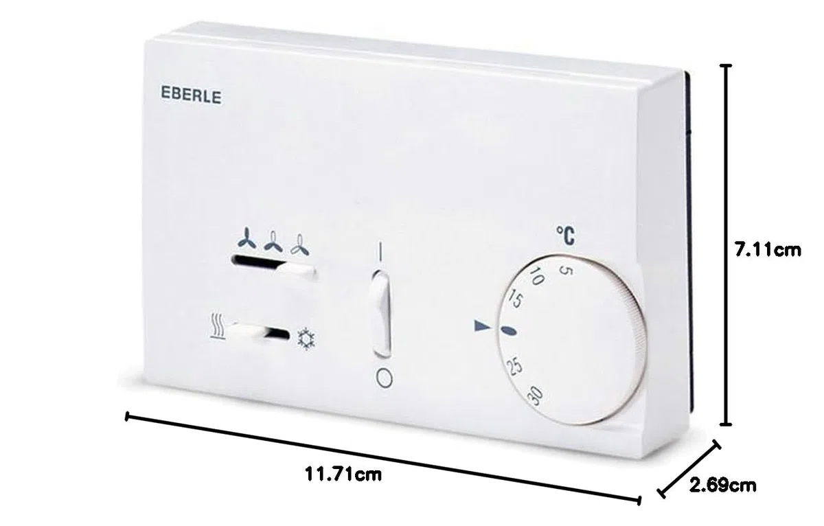 Eberle; KLR-E 7015 (Altre opzioni clic: qui); Termostato per fancoil, bimetallo, agisce sulla ventola