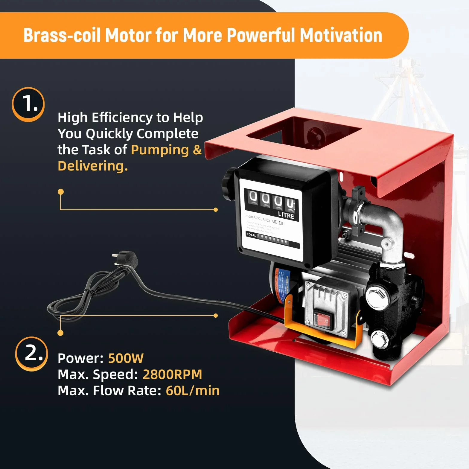 Pompa diesel da 60 l/min, pompa per olio di vapore, pompa diesel da 550 W, pompa per olio autoadescante, 220 V, pompa per carburante diesel, pistola a benzina con tubi