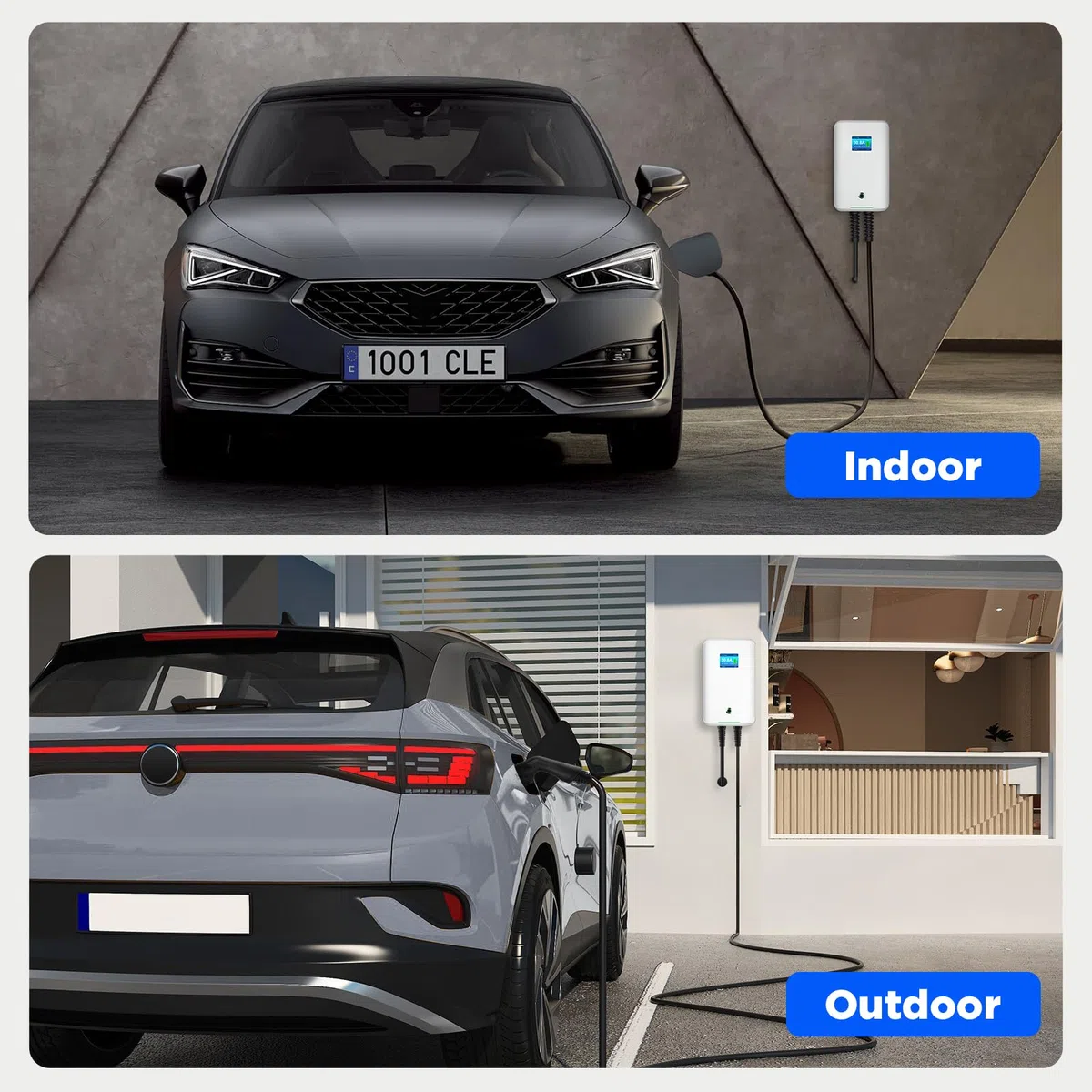 Morec 11kW trifase Stazione di Ricarica EV 16 A Tipo 2 EU Standard IEC 62196-2, Spina con Cavo di Alimentazione per Scatola di distribuzione, Portatile e Veloce da Parete, 6,1 m