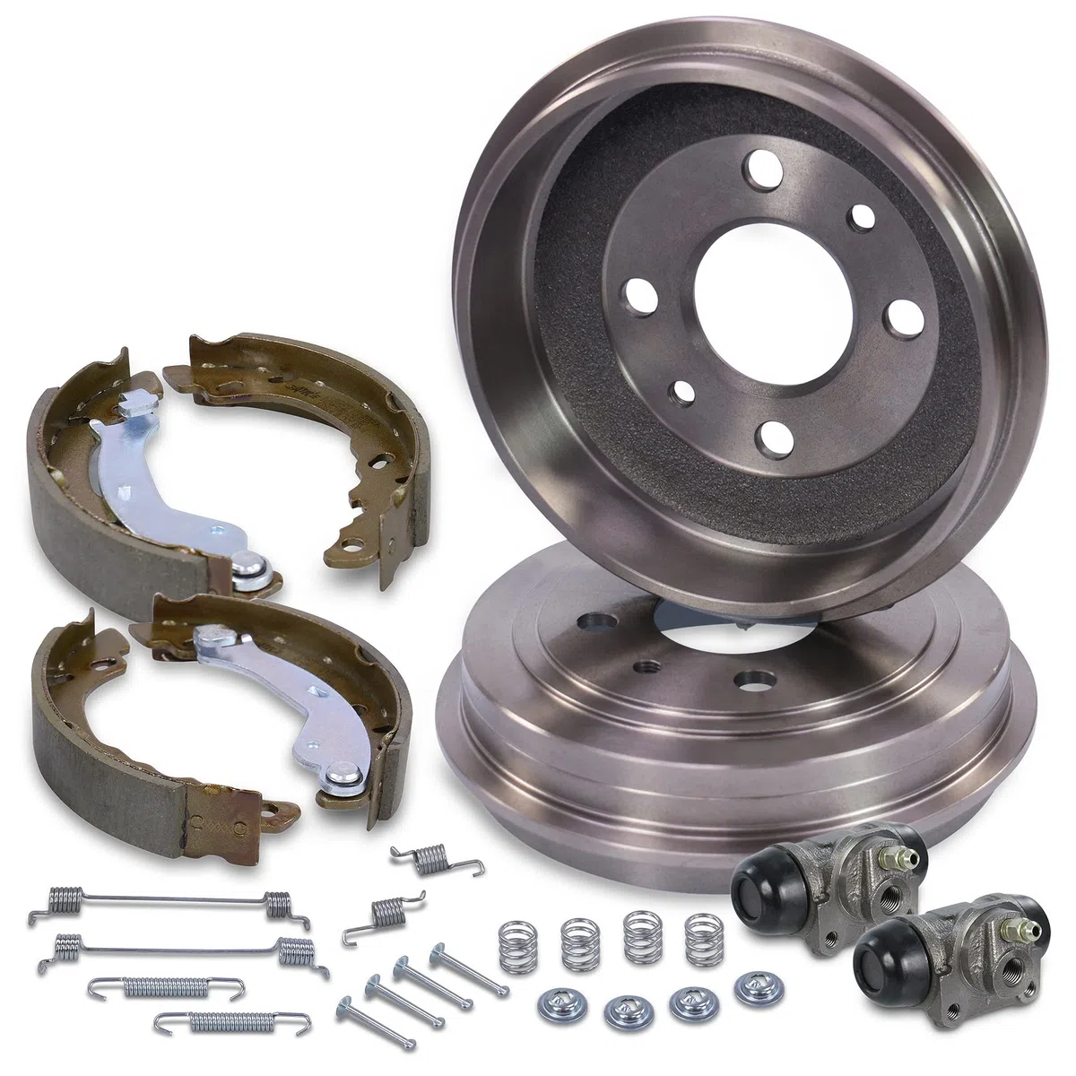 Kit freno BESTPRICE asse posteriore incl. 2x Tamburo freno 4x Ganasce freno con kit di montaggio 2x Cilindretti freno ruota (alluminio) Compatibile con FIAT 500 (312_), 500 C (312_), PANDA, FORD KA