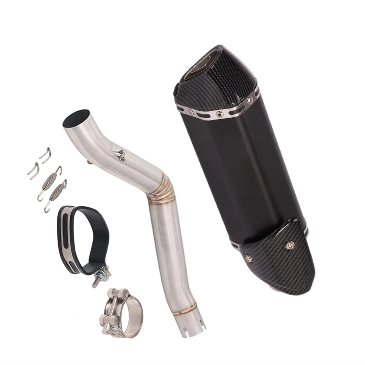 Slip On Sistema Completo Di Scarico Moto Collegamento Centrale Tubo Eliminator Migliorato In Acciaio Modificare Fuga Per Benelli TRK502 TRK 502