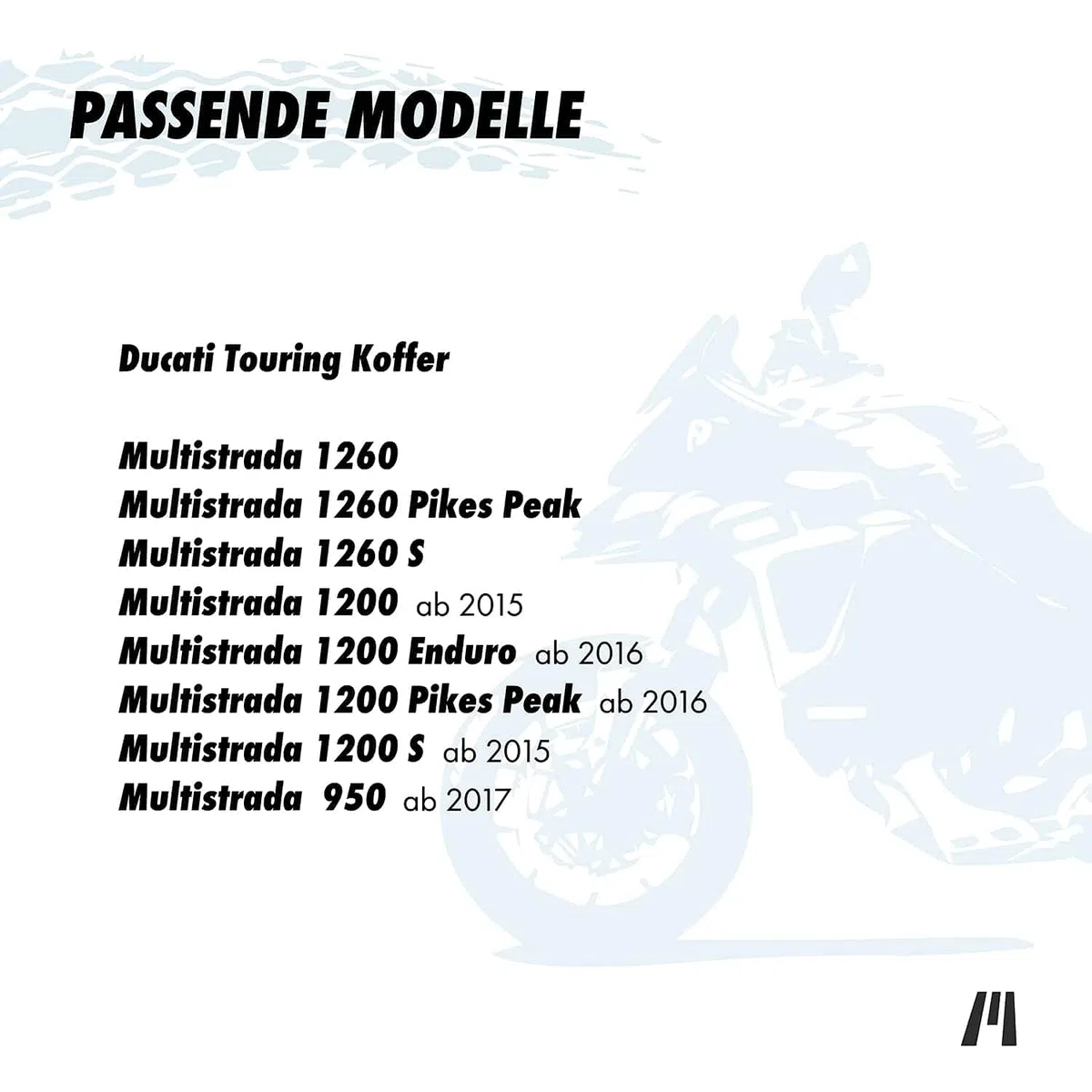 Getmore Parts Borse interne per per valigie laterali per moto Ducati Multistrada 1260, 1200 e 950 dal 2017 - No. 11