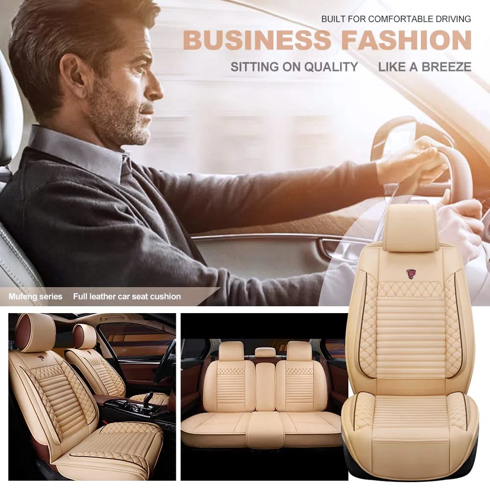Coprisedili auto per tutte le stagioni, per Tiguan Limited, in similpelle, 5 posti, beige