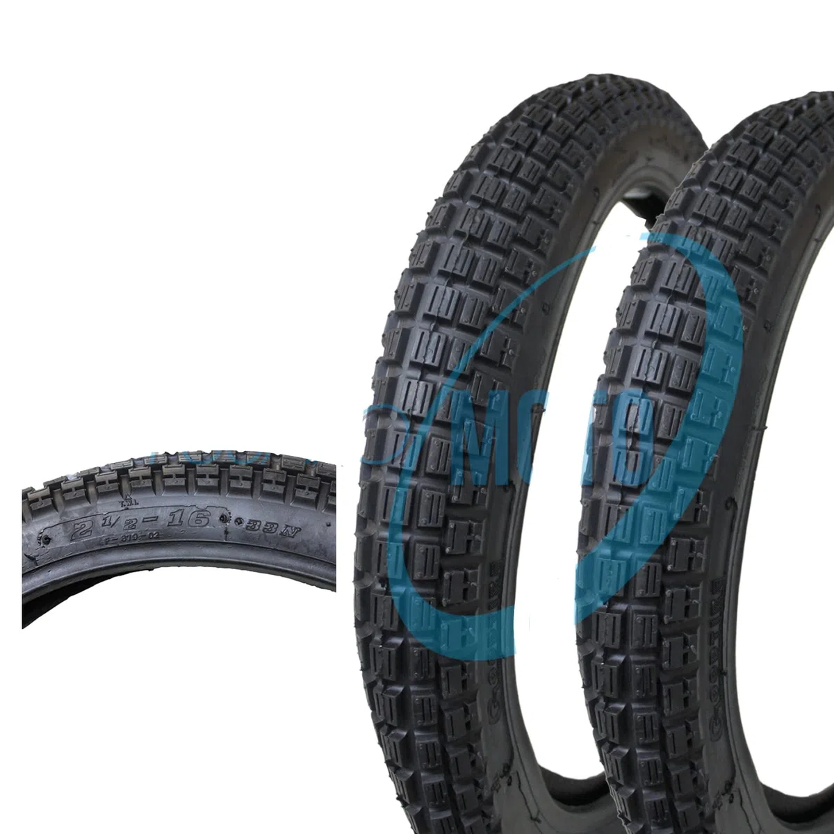 2 COPERTONI 2 1/2-16 PNEUMATICI TASSELLATI MOTO CROSS MOTO CIAO SI BRAVO MONFERRAGLIA