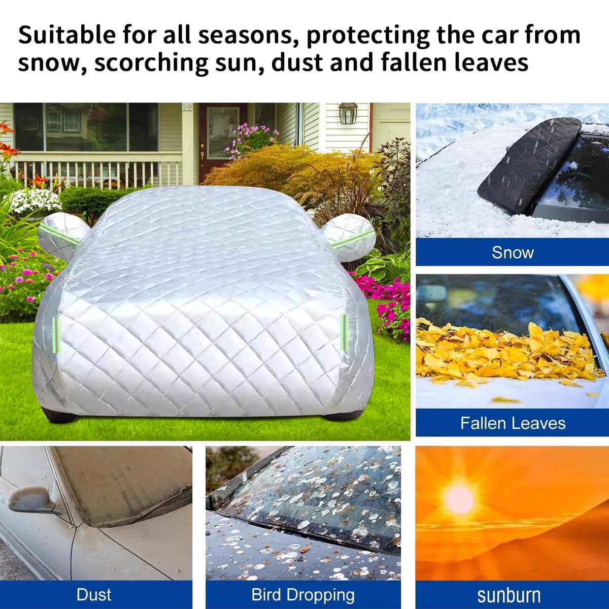 Telo Antigrandine per Auto, Copriauto Protezione con Corda Antivento, Impermeabile e Antigraffio Coperta per Berlina Sotto I 5 M (5,2 X 2,3 M)
