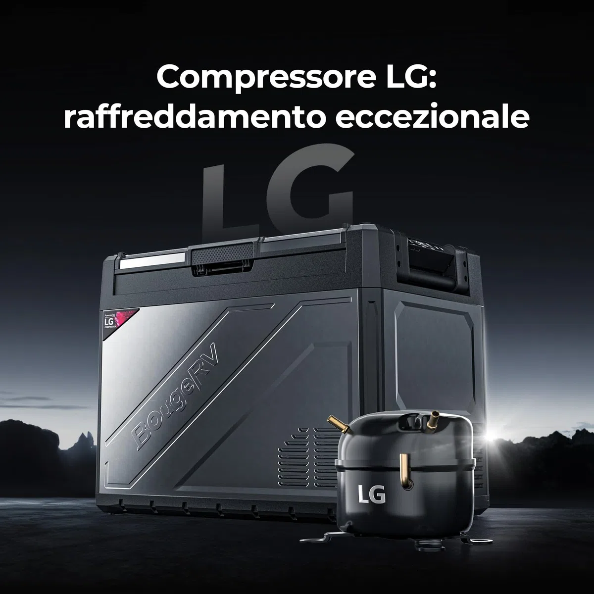 BougeRV Rocky2 65L Frigorifero per Auto con Compressore Potente da 5,7 cc Frigo Auto 12V 220V Divisore Rimovibile App Frigorifero Portatile Doppia Zona per Campeggio Viaggio Barca Camion -20℃~20℃