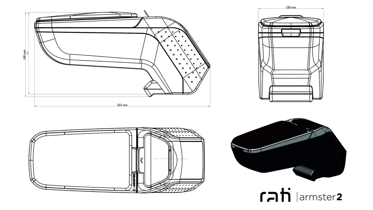 RATI ARMSTER 2 ARMREST COMPATIBILE CON CITROEN C3 AIRCROSS 2021- [VEGAN LEATHER, GRAY]