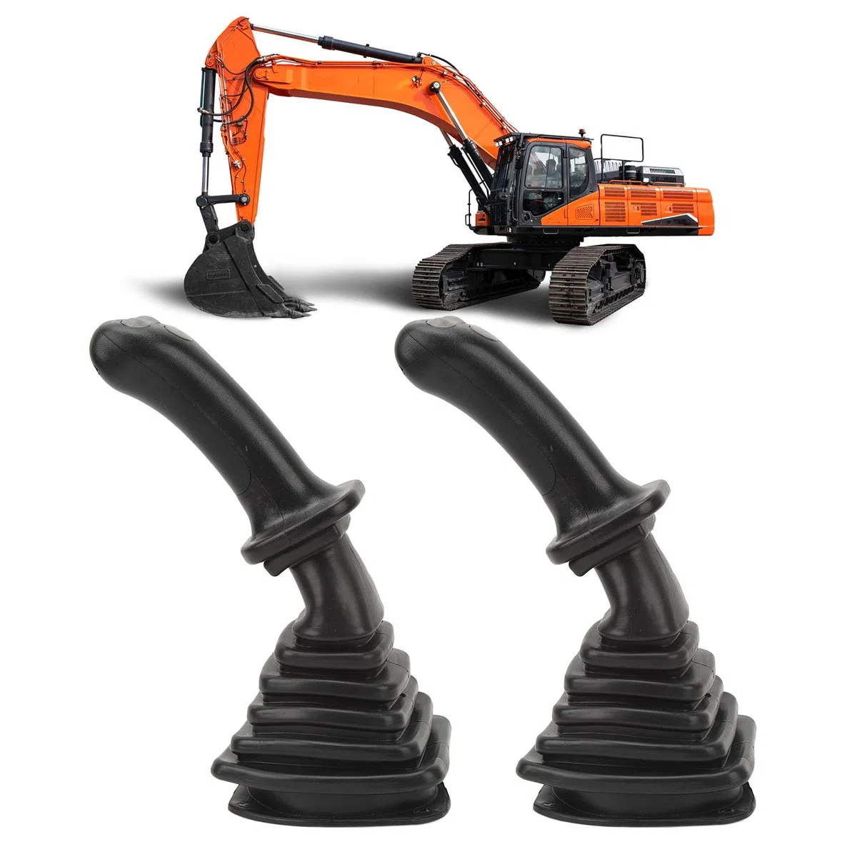 Adatto per Mini Escavatore Maniglia Joystick Sostituzione Premium per Doosan DH DX150 215 225 300 370-9C, 2 Pezzi Leva a 3 Pulsanti in Lega di Alluminio ABS