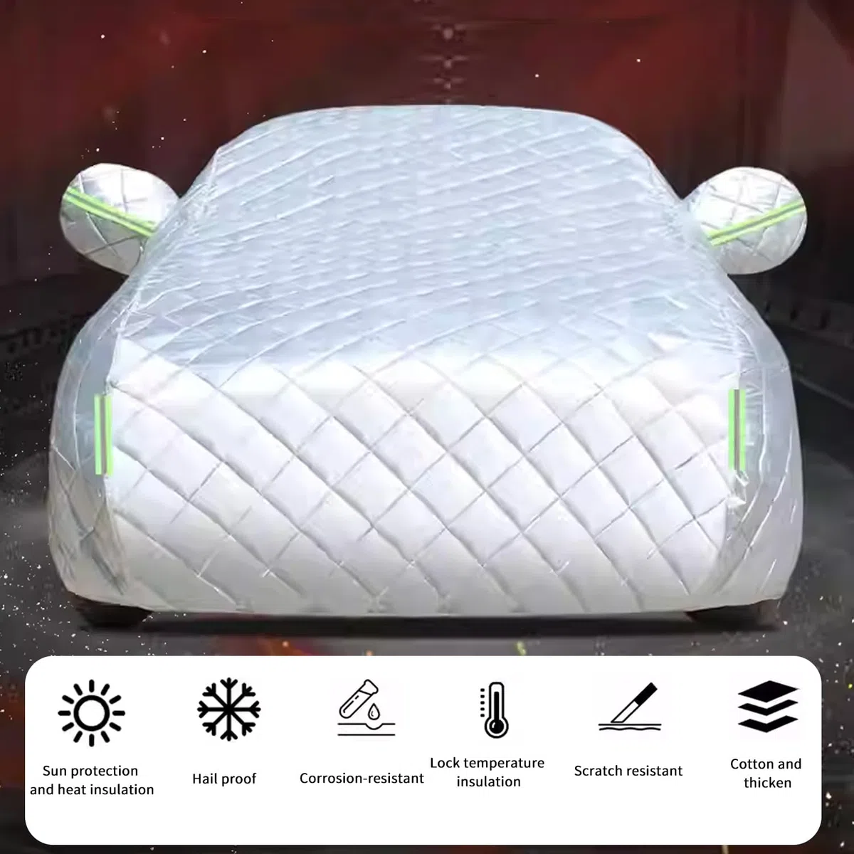 Telo Antigrandine per Auto, Copriauto Protezione con Corda Antivento, Impermeabile e Antigraffio Coperta per Berlina Sotto I 5 M (5,2 X 2,3 M)