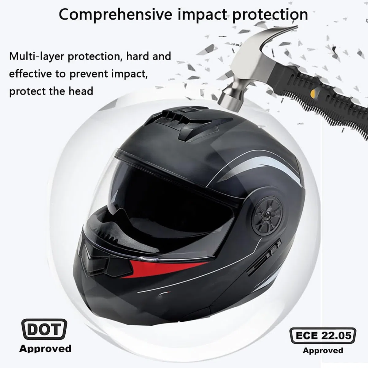Casco Integrato Apribile con Interfono Casco Moto Modulare Bluetooth Caschi Modulari per Uomo Donna con Doppia Visiera Casco Integrale Casco Crash Omologati ECE