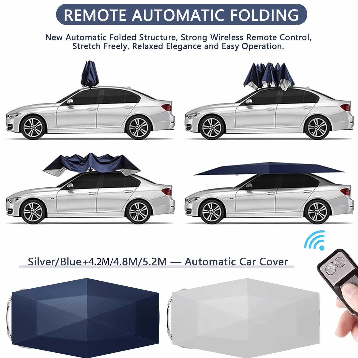 Tenda da Auto Completamente Automatica con Telecomando,Tettoia Elettrica Pieghevole per Auto per Esterni,Parasole Universale Elettrico, Protezione da Neve/Gelo/Grandine