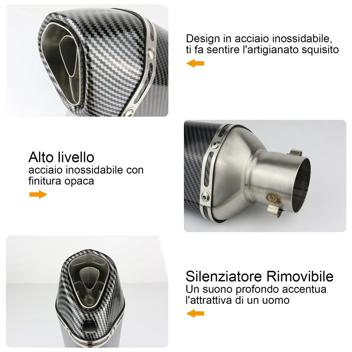 Silenziatore di Scarico 38-51mm Universale,Tubo di Scarico per Moto con Interfaccia 38-51MM e Silenziatore Rimovibile,per da Cross, da Strada, Scooter, Quad
