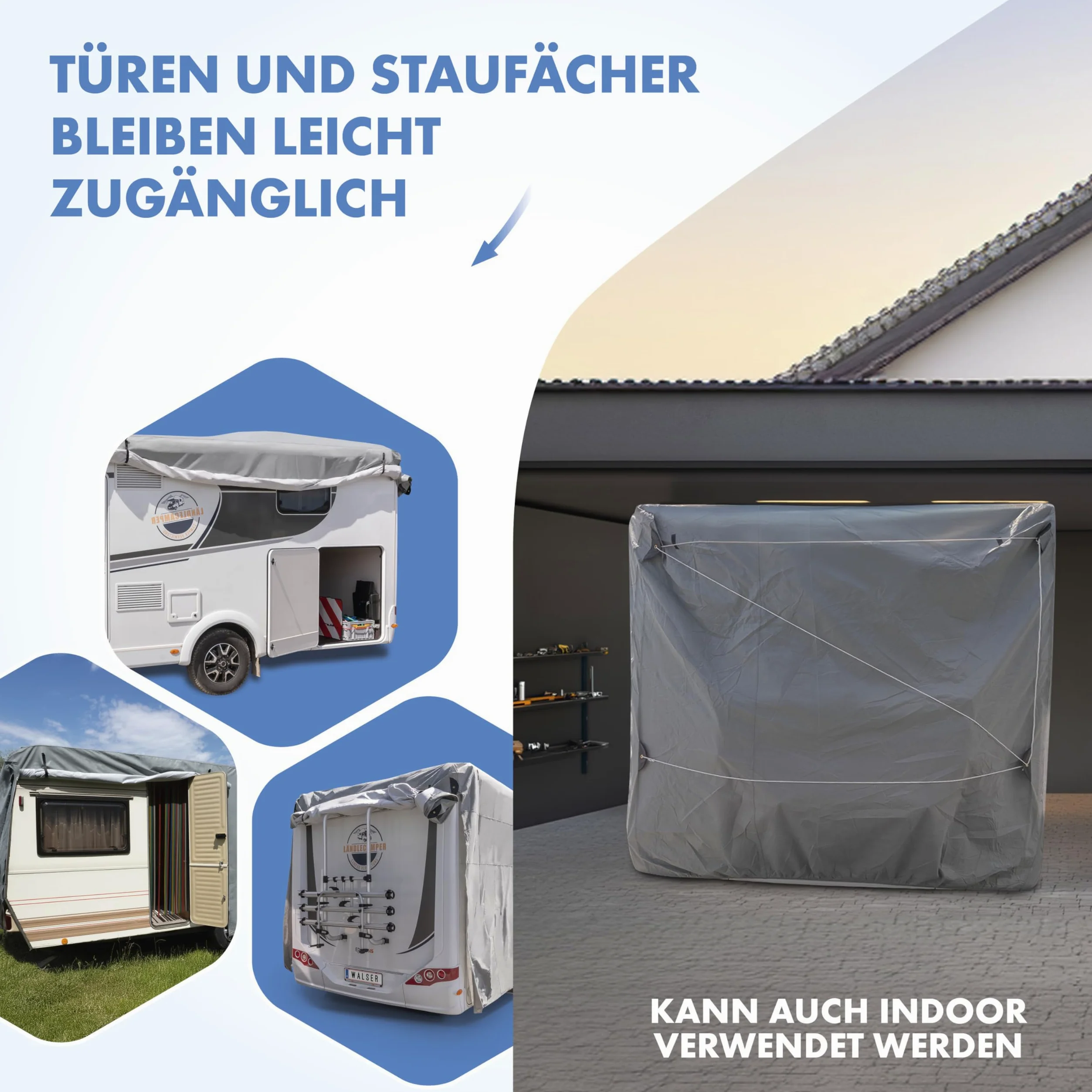 WALSER Premium Teli Copricaravan, Telo impermeabile per caravan, Copricaravan traspirante e resistente alle intemperie con protezione UV - Dimensioni 4: 550x250x220 cm