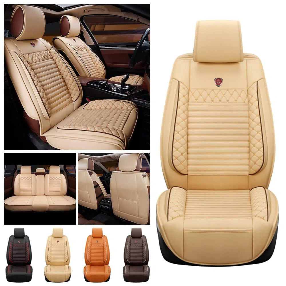 Coprisedili auto per tutte le stagioni, per Tiguan Limited, in similpelle, 5 posti, beige