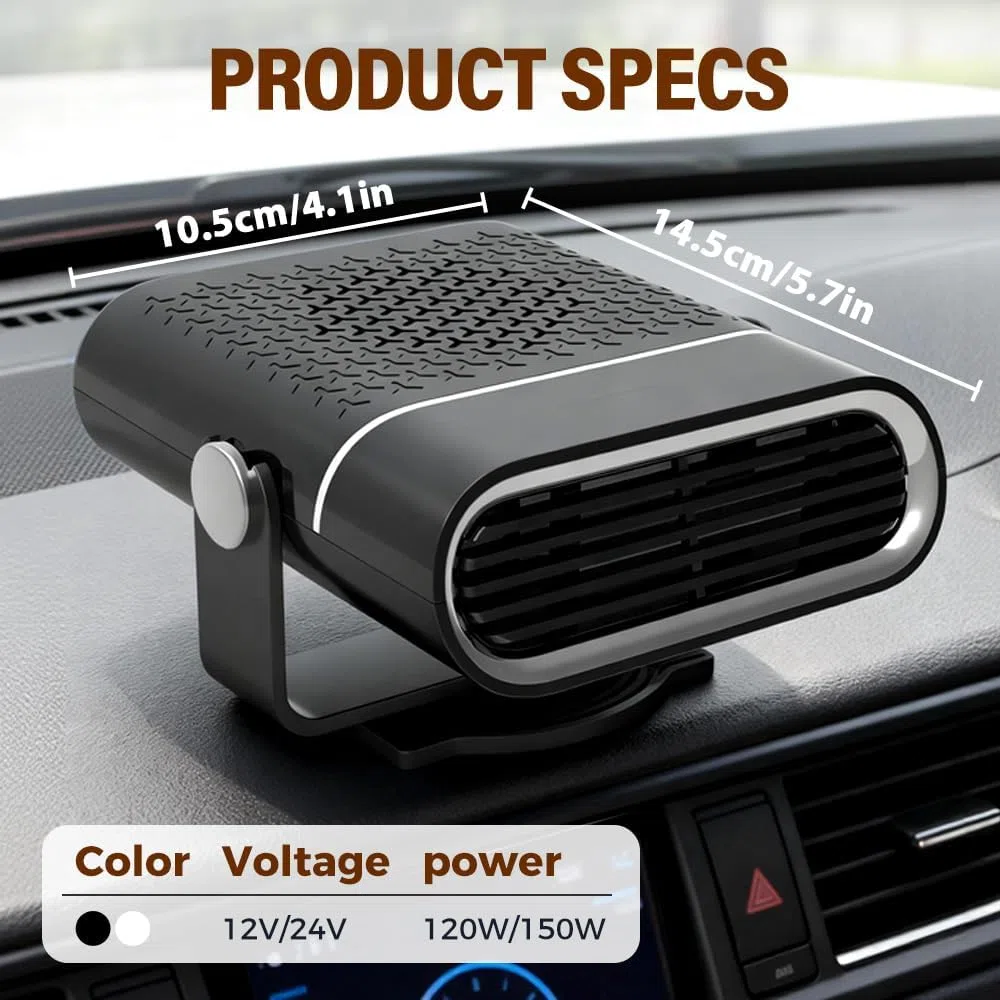 Riscaldatore per auto, kit sbrinatore portatile invernale per auto, 12 V, per parabrezza dell'auto che si collega all'accendisigari