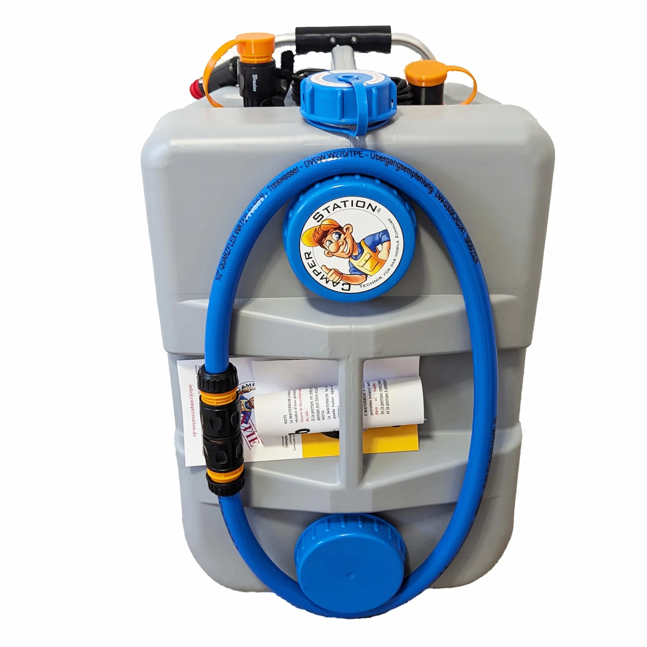 WaterBob, Serbatoio d'acqua arrotolabile con pompa da 12 Volt, grigio, lunghezza 50 cm, larghezza 32 cm, altezza 30 cm (in piedi)