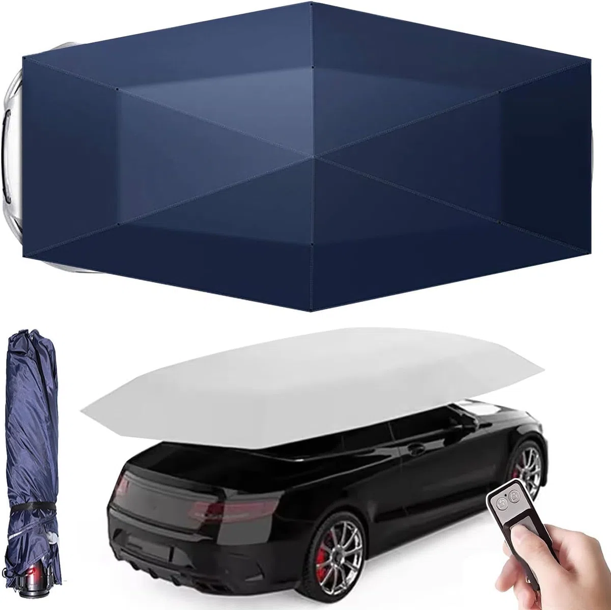 Tenda da Auto Completamente Automatica con Telecomando,Tettoia Elettrica Pieghevole per Auto per Esterni,Parasole Universale Elettrico, Protezione da Neve/Gelo/Grandine