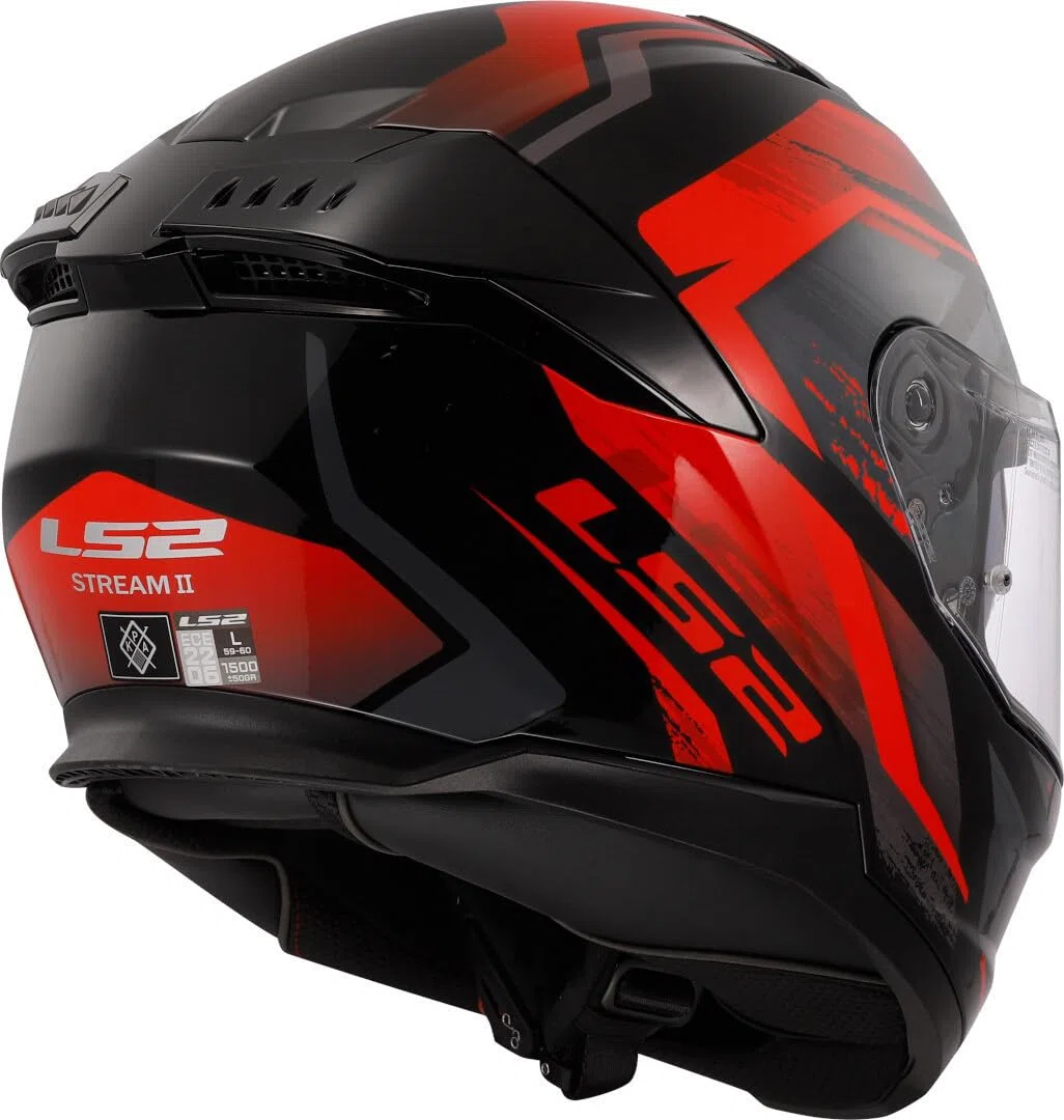 LS2, Casco Moto Integral STREAM II FURY Gloss Black Red, M