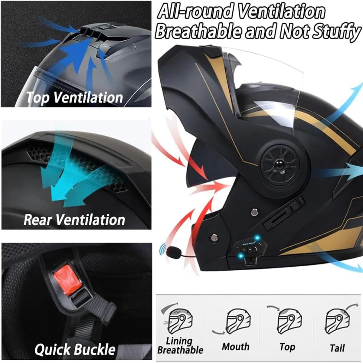 Casco Integrato Apribile con Interfono Casco Moto Modulare Bluetooth Caschi Modulari per Uomo Donna con Doppia Visiera Casco Integrale Casco Crash Omologati ECE