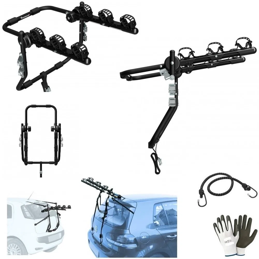 COMPATIBILE CON Nissan Qashqai + 2 (Rails) 5p (08-13) PORTA BICICLETTE POSTERIORE PER AUTO PER 3 BICI CICLO PORTABICI IN ACCIAIO CON REGOLAZIONI DI CINGHIE E FIBBIE