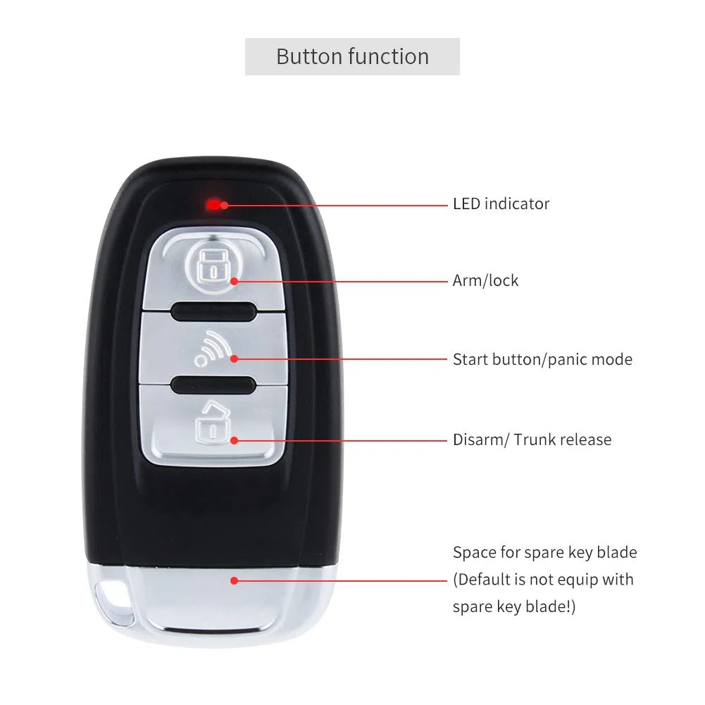 EASYGUARD EC003-NS PKE allarme auto di prossimità Ingresso Push Start Pulsante Avvio Motore remoto Avviso Shock Allarme Avviso DC12V