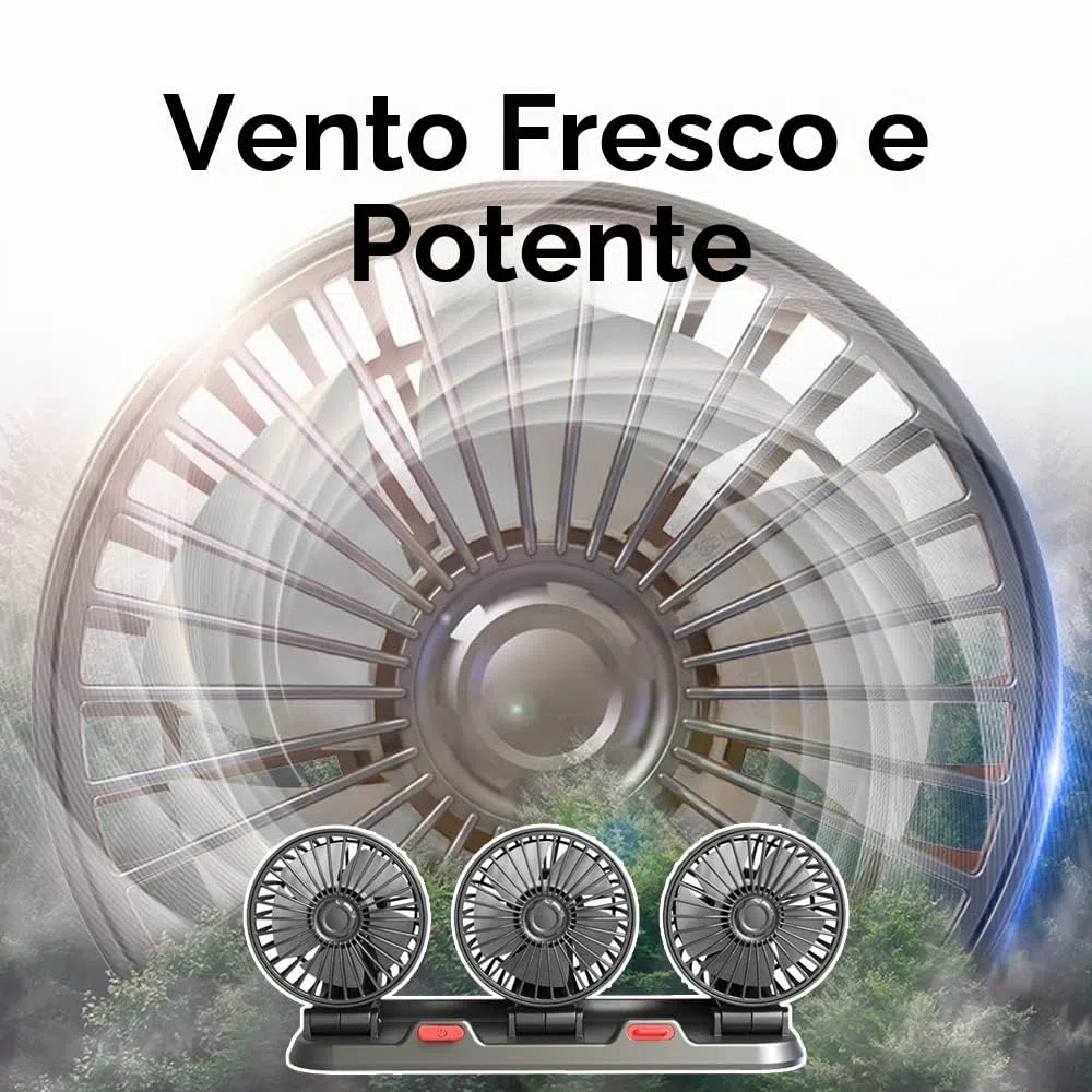Circolatore d'aria di raffreddamento elettrico a tre teste Ventilatore automatico rotante ventilatore macchina a 360° Ventola di raffreddamento per auto portatile per berlina/SUV/RV/Camion