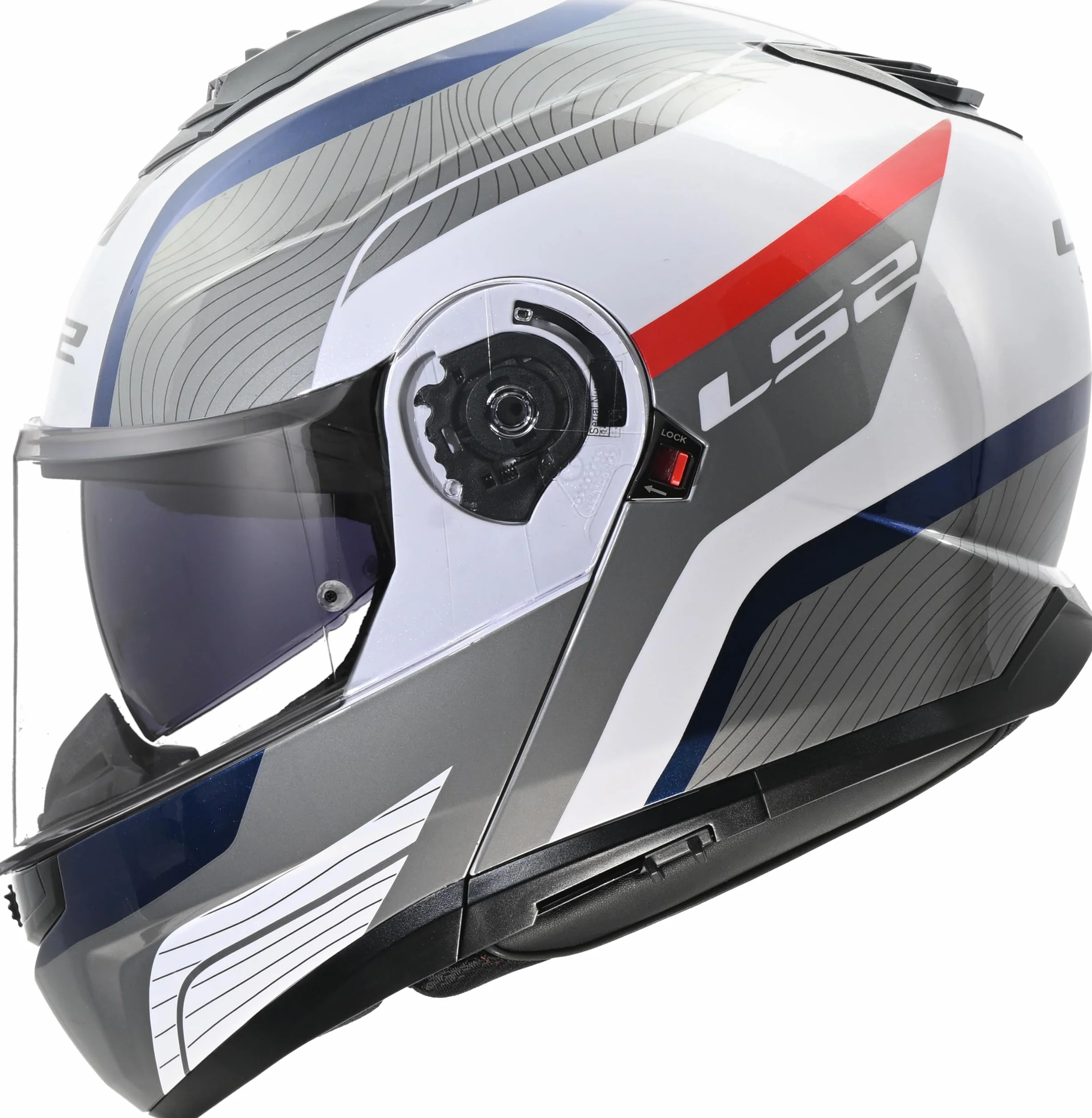 LS2 Unisex Strobe Ii Monza White Blue Red Modularer Motorradhelm