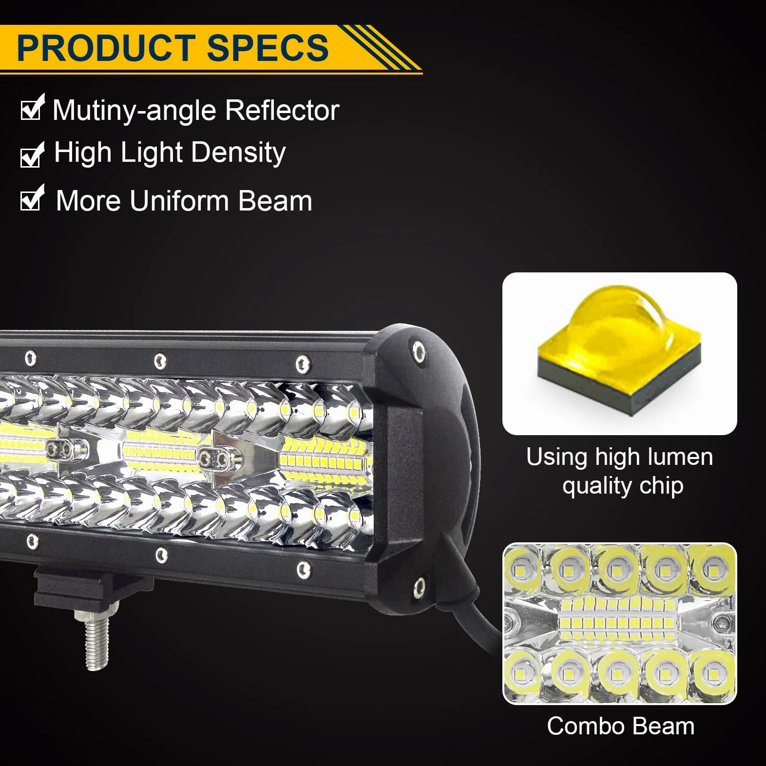 Willpower Barra LED 107cm 42 Pollici 900W Barra Luci LED 12V 24V Combo Fascio Spot e Inondazione Faretti Faro da Lavoro per Fuoristrada Camion Trattore 4x4 Barca ATV Auto con Cablaggio