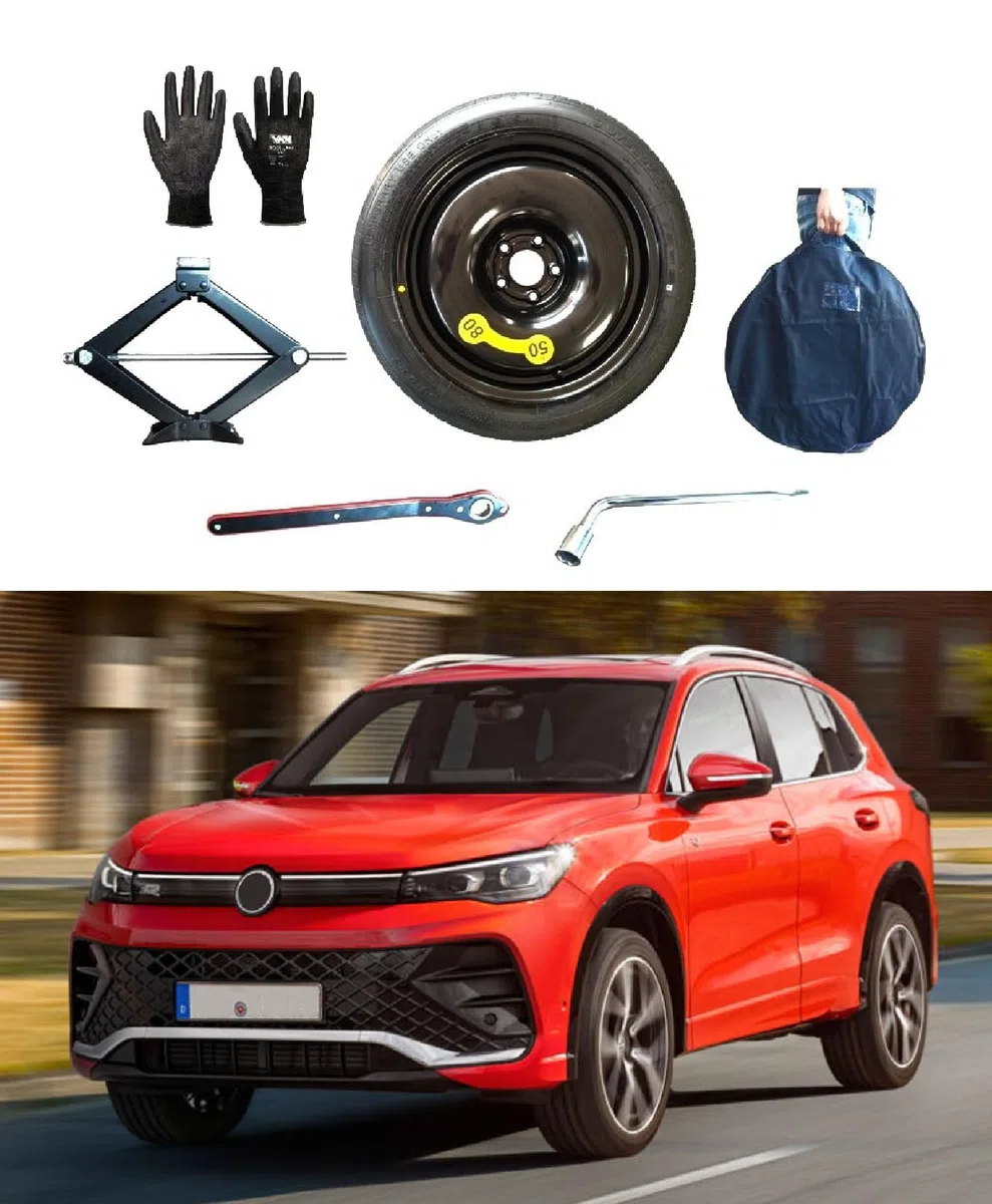 Kit Ruotino di Scorta 20" compatibile con Volkswagen Tiguan R Line con Cric, Chiave, Guanti e Sacca
